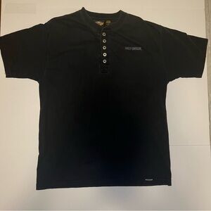 Harley Davidson Short Sleeve Half Button Henley Size Large